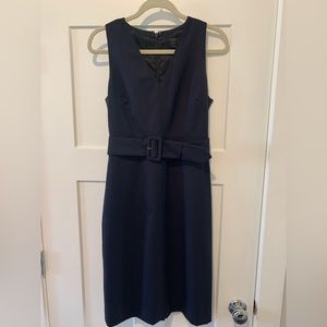JCREW v-neck shift dress with belt - a bit more blue than a true navy